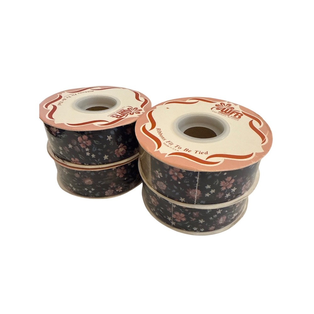 WFR Ribbon Corp Waverly Print Ribbon Navy Floral 1.5 Inch #9 25yd 4 Spools 8741